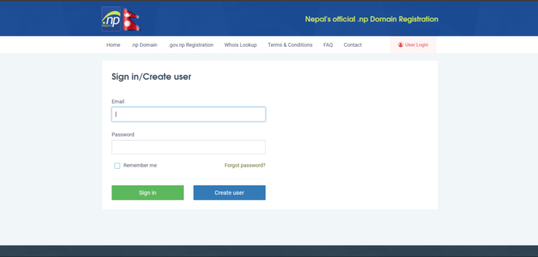 np domain registration step 1